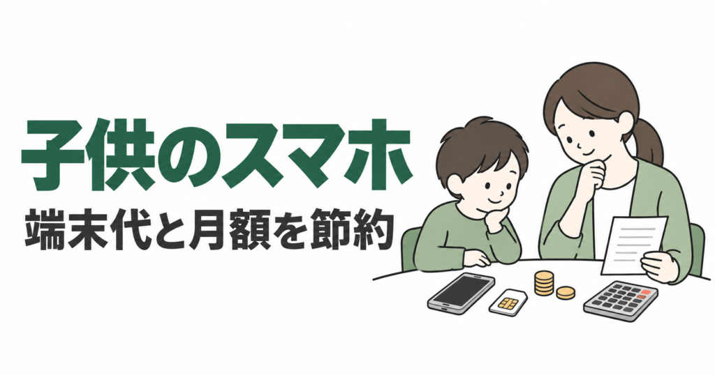 スマホ本体とSIM、毎月の費用を親子で確認するイラスト