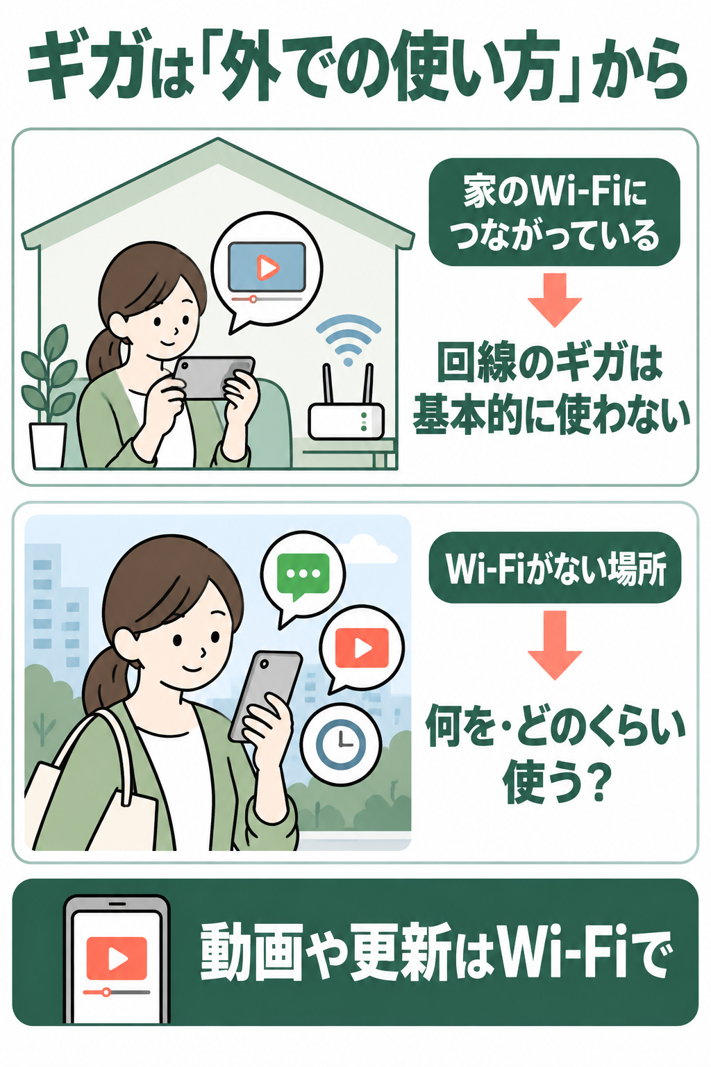 ギガは「外での使い方」から